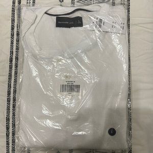 Abercrombie and Fitch Mens Waffle Henley - Size Large - White